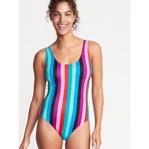 Old Navy Multi Color Striped One Piece Swim L NWT
